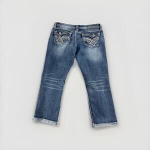 Hydraulic Bailey Capri Blue Jeans Size 11 12 Denim Cuffed Flap Pockets Selvedge